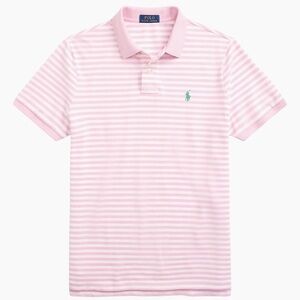 Ralph Lauren custom-slim-fit Pink and White Striped Polo size L blue